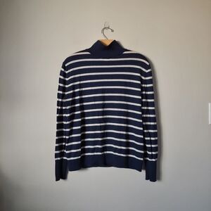 Banana Republic Merino Wool Mockneck Sweater Striped Size Large